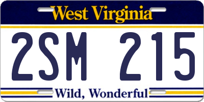 WV license plate 2SM215