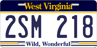 WV license plate 2SM218
