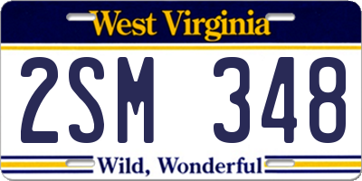 WV license plate 2SM348