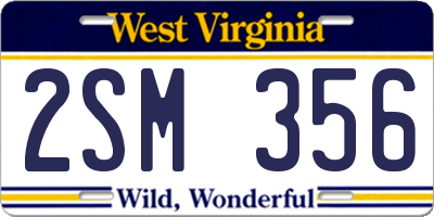 WV license plate 2SM356