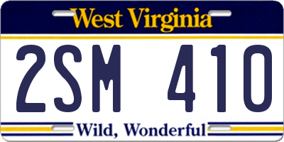 WV license plate 2SM410
