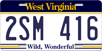 WV license plate 2SM416