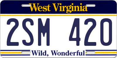 WV license plate 2SM420