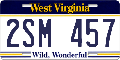 WV license plate 2SM457