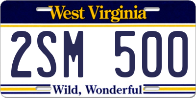 WV license plate 2SM500
