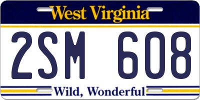 WV license plate 2SM608