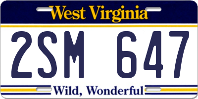 WV license plate 2SM647
