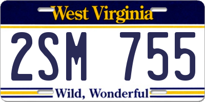 WV license plate 2SM755