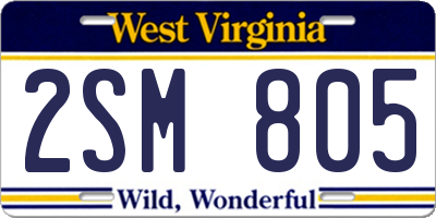 WV license plate 2SM805