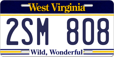 WV license plate 2SM808
