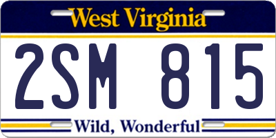 WV license plate 2SM815