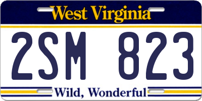 WV license plate 2SM823