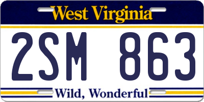 WV license plate 2SM863