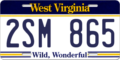 WV license plate 2SM865