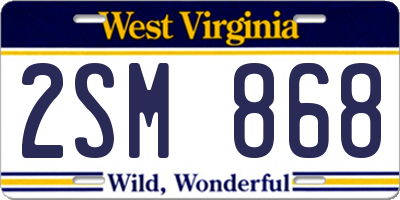 WV license plate 2SM868