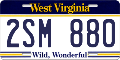 WV license plate 2SM880