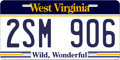 WV license plate 2SM906