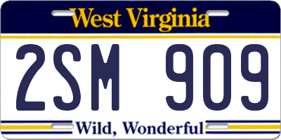 WV license plate 2SM909