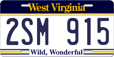 WV license plate 2SM915