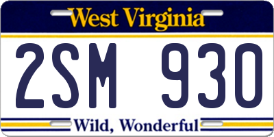 WV license plate 2SM930