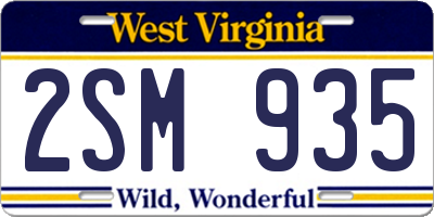 WV license plate 2SM935