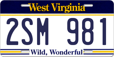 WV license plate 2SM981