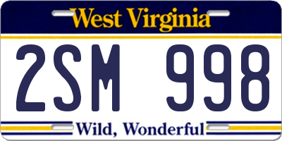 WV license plate 2SM998