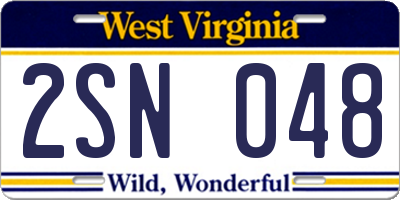 WV license plate 2SN048