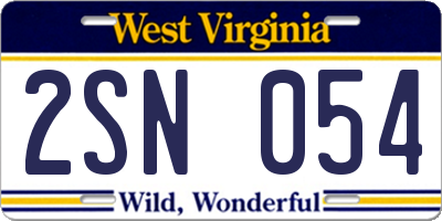 WV license plate 2SN054