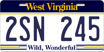 WV license plate 2SN245