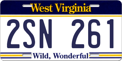 WV license plate 2SN261