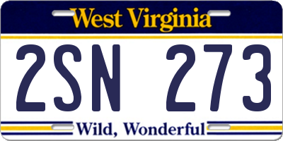WV license plate 2SN273