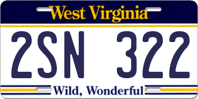 WV license plate 2SN322