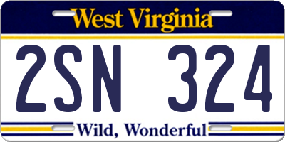 WV license plate 2SN324