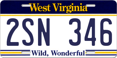 WV license plate 2SN346