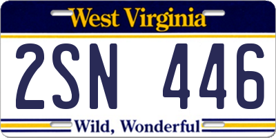 WV license plate 2SN446