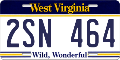 WV license plate 2SN464