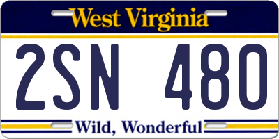 WV license plate 2SN480