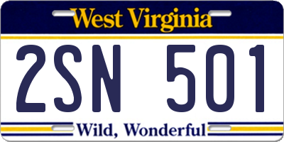 WV license plate 2SN501