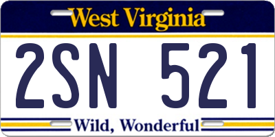 WV license plate 2SN521