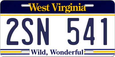 WV license plate 2SN541