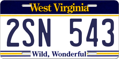WV license plate 2SN543