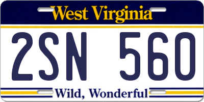WV license plate 2SN560