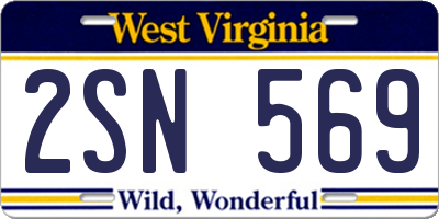 WV license plate 2SN569
