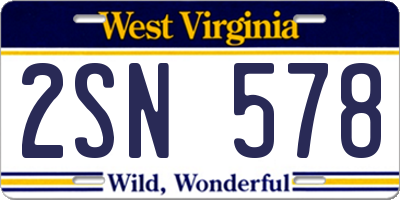 WV license plate 2SN578