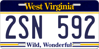 WV license plate 2SN592