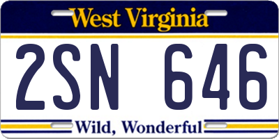 WV license plate 2SN646
