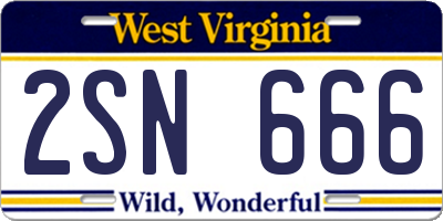 WV license plate 2SN666