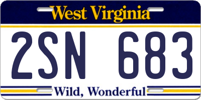 WV license plate 2SN683