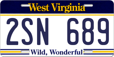 WV license plate 2SN689